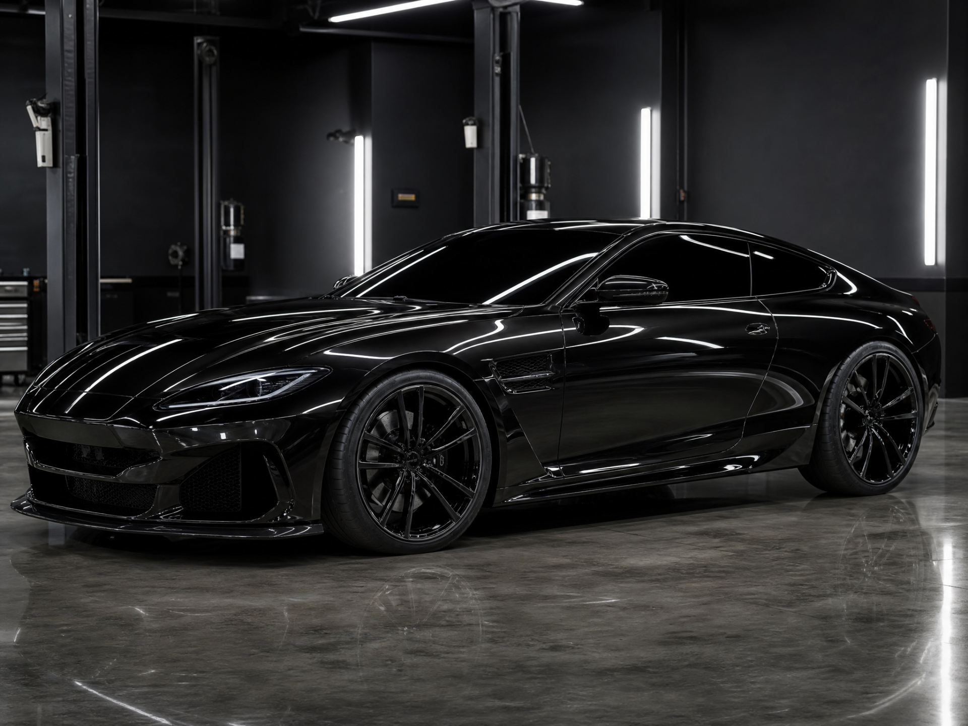Premium black coupe with professionally tinted windows